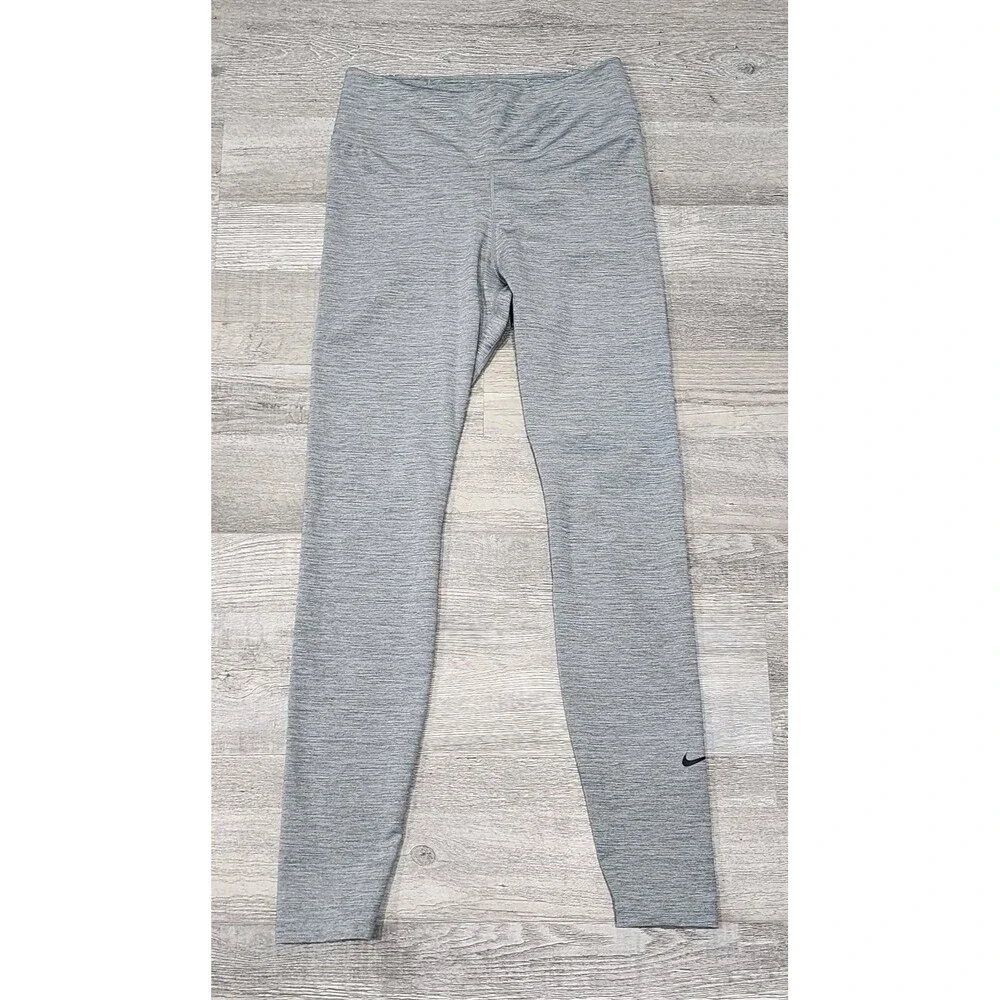 Nike Pants Women's Gray Leggings Tight Fit Mid Rise Dri-Fit Ladies Sizes Small